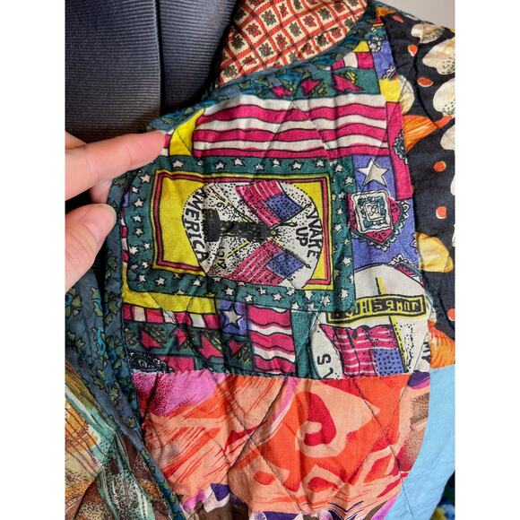 Jacket Quilted silk reversible bright green blue pink - Picture 13 of 16